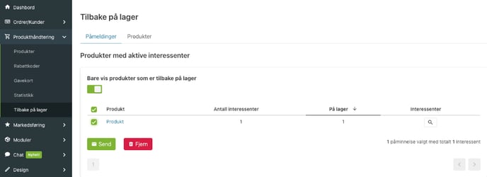 Tilbake på lager, påmelding