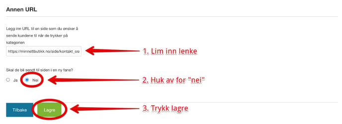 Lim inn ønsket lenke