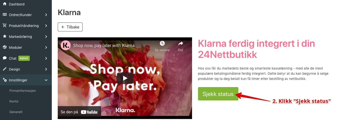 Sjekk status