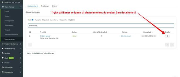 trykk på lupen