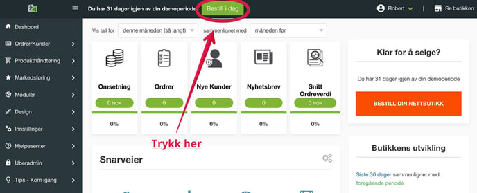 Bestilling av nettbutikken