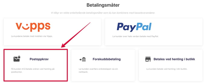 Postoppkrav-betalingsmåte
