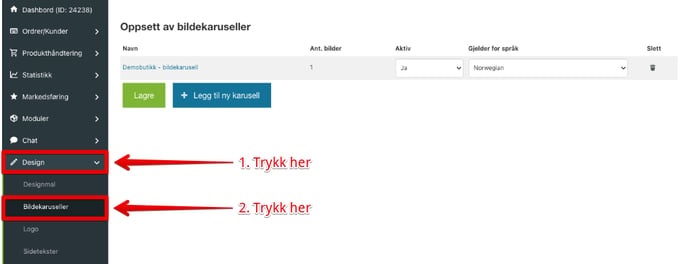 Bildekarusell, menypunkt