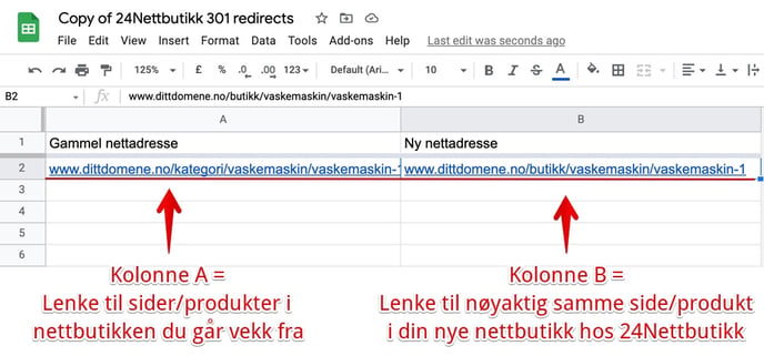 Legg inn lenkene i denne listen
