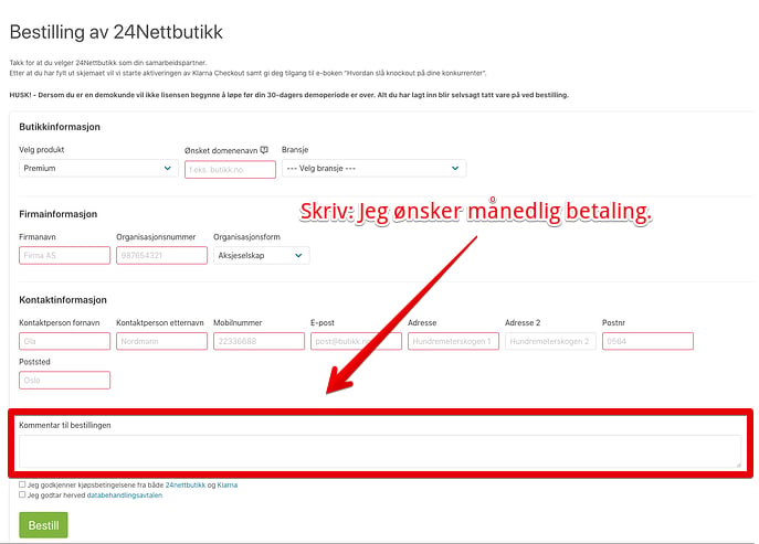 Månedlig betaling