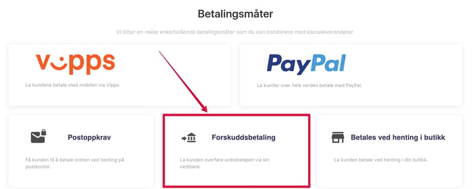 Forskuddsbetaling-betalingsmåte