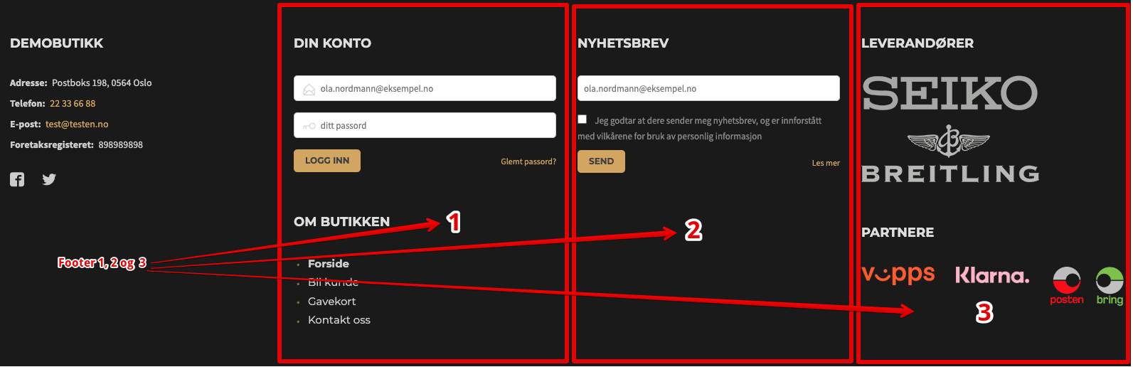 Plassering av informasjonsboks